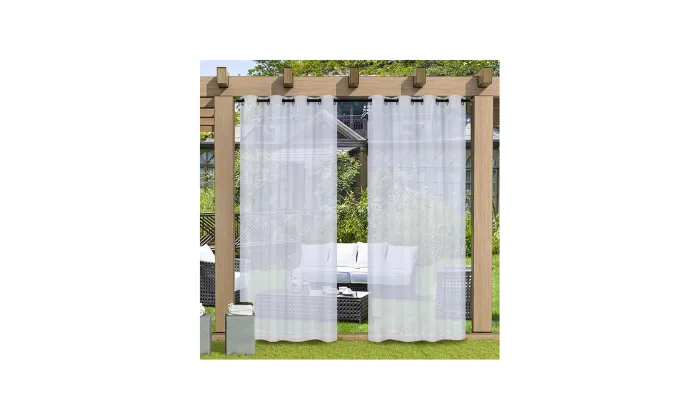 1 Panel Outdoor Semi Sheer Curtain Waterproof