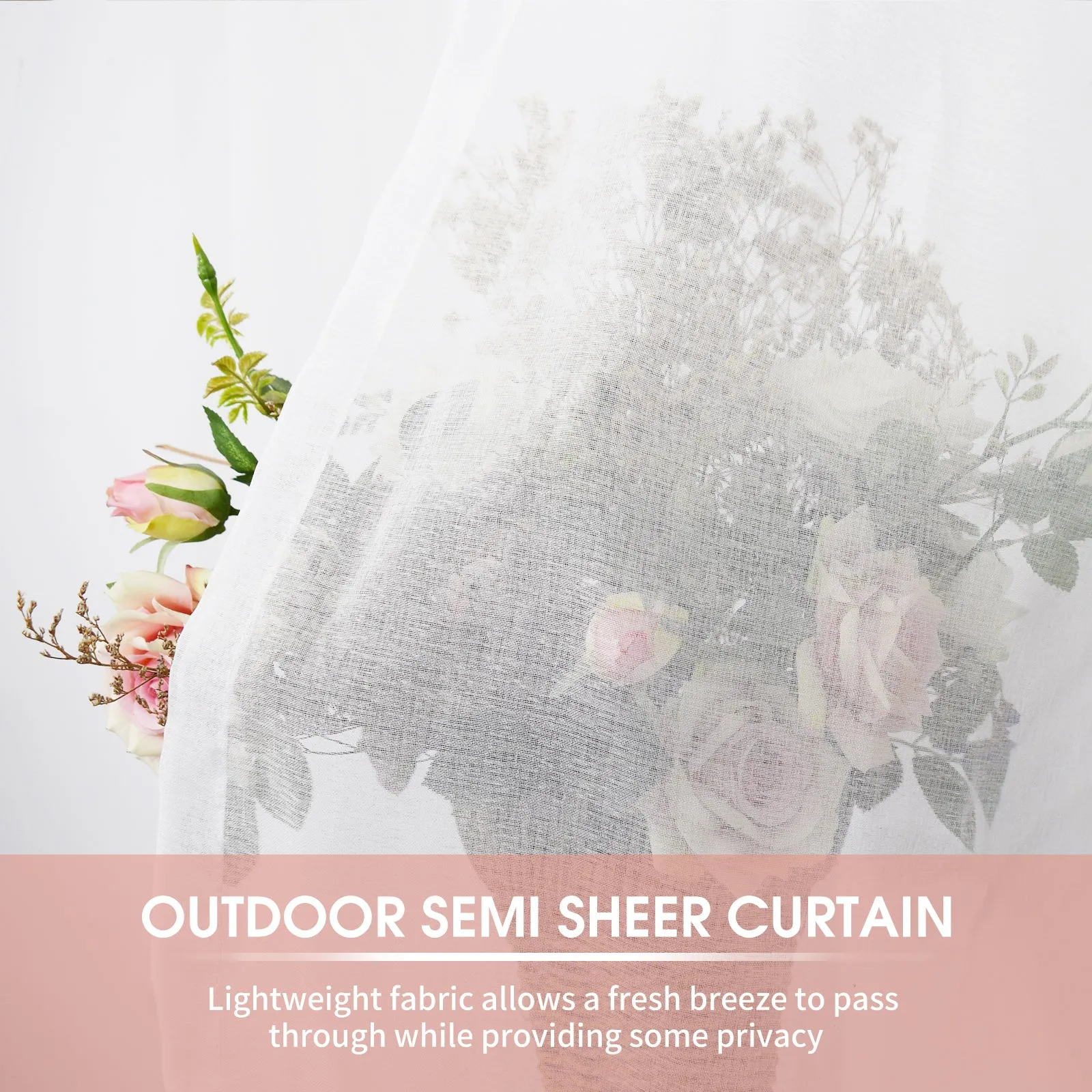 1 Panel Outdoor Semi Sheer Curtain Waterproof