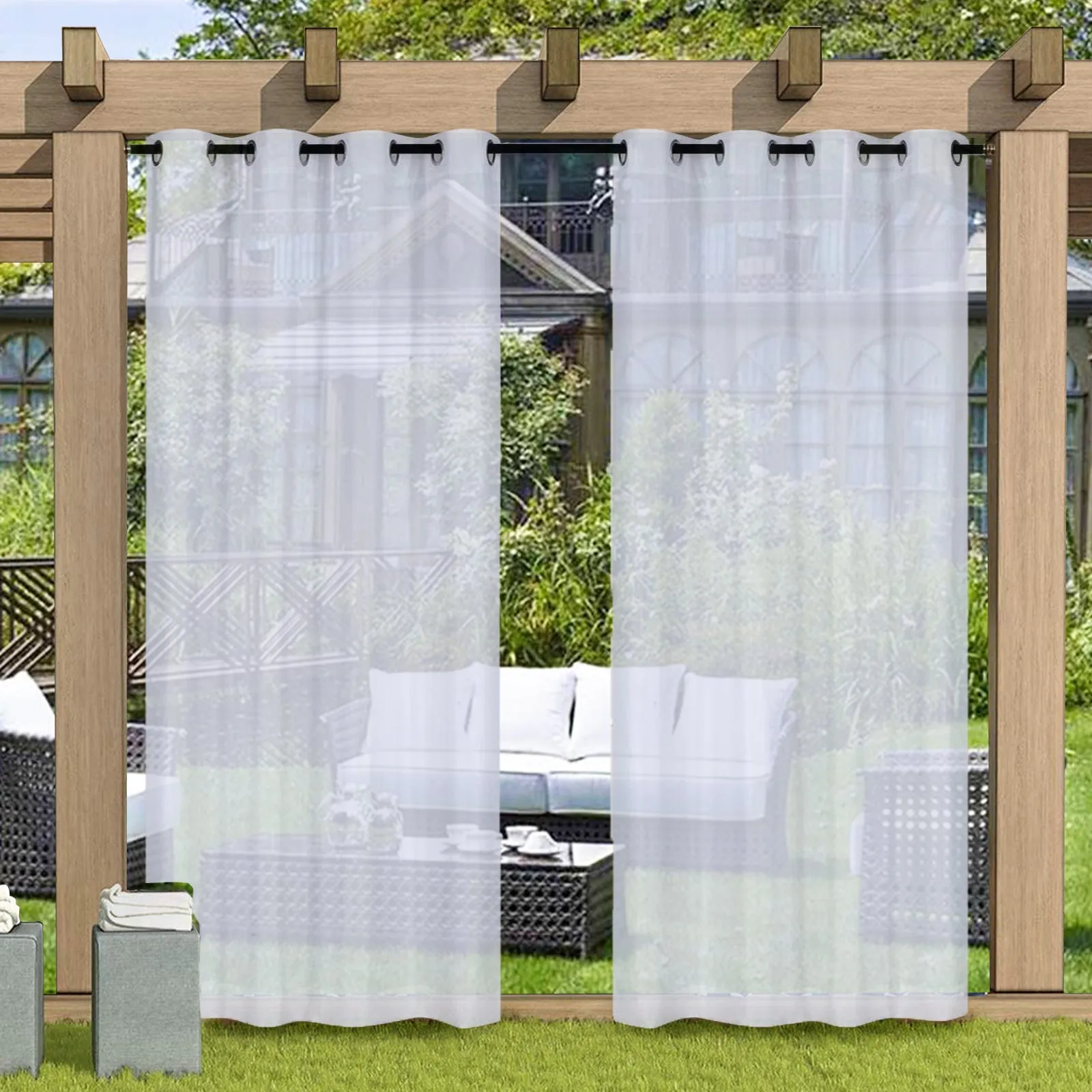 1 Panel Outdoor Semi Sheer Curtain Waterproof