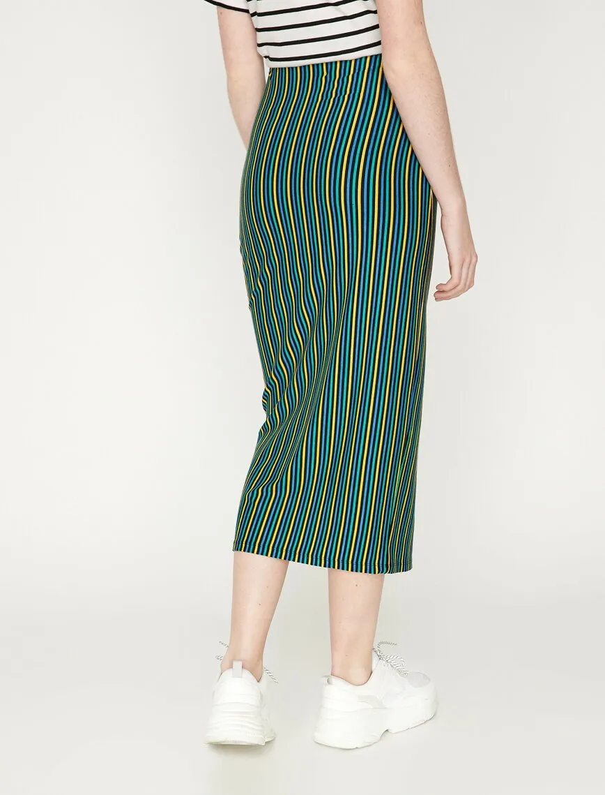 11870 Green Striped Midi Skirt