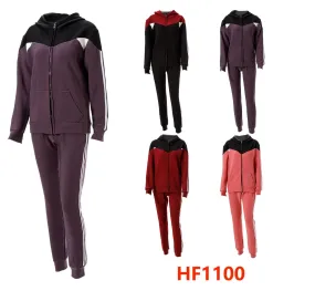 12 Sets Winter Lining Outfit Gym Legging And Full Zip Jacket Top W/Hoodie Set HF1100