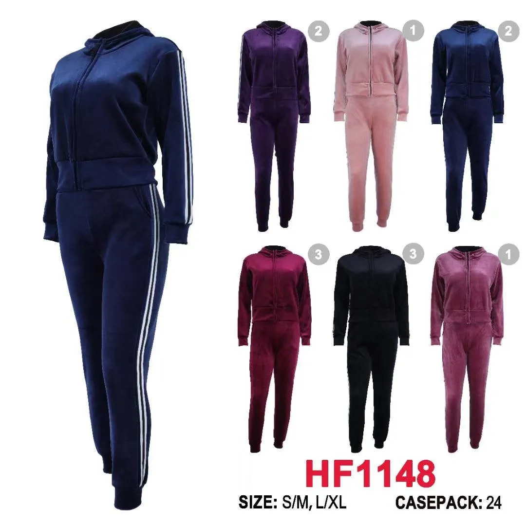 12 Sets Winter Lining Outfit Gym Legging Pants And Full Zip Jacket Top W/Hoodie Set HF1148