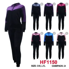 12 Sets Winter Lining Outfit Gym Legging Pants And Full Zip Jacket Top W/Hoodie Set HF1150