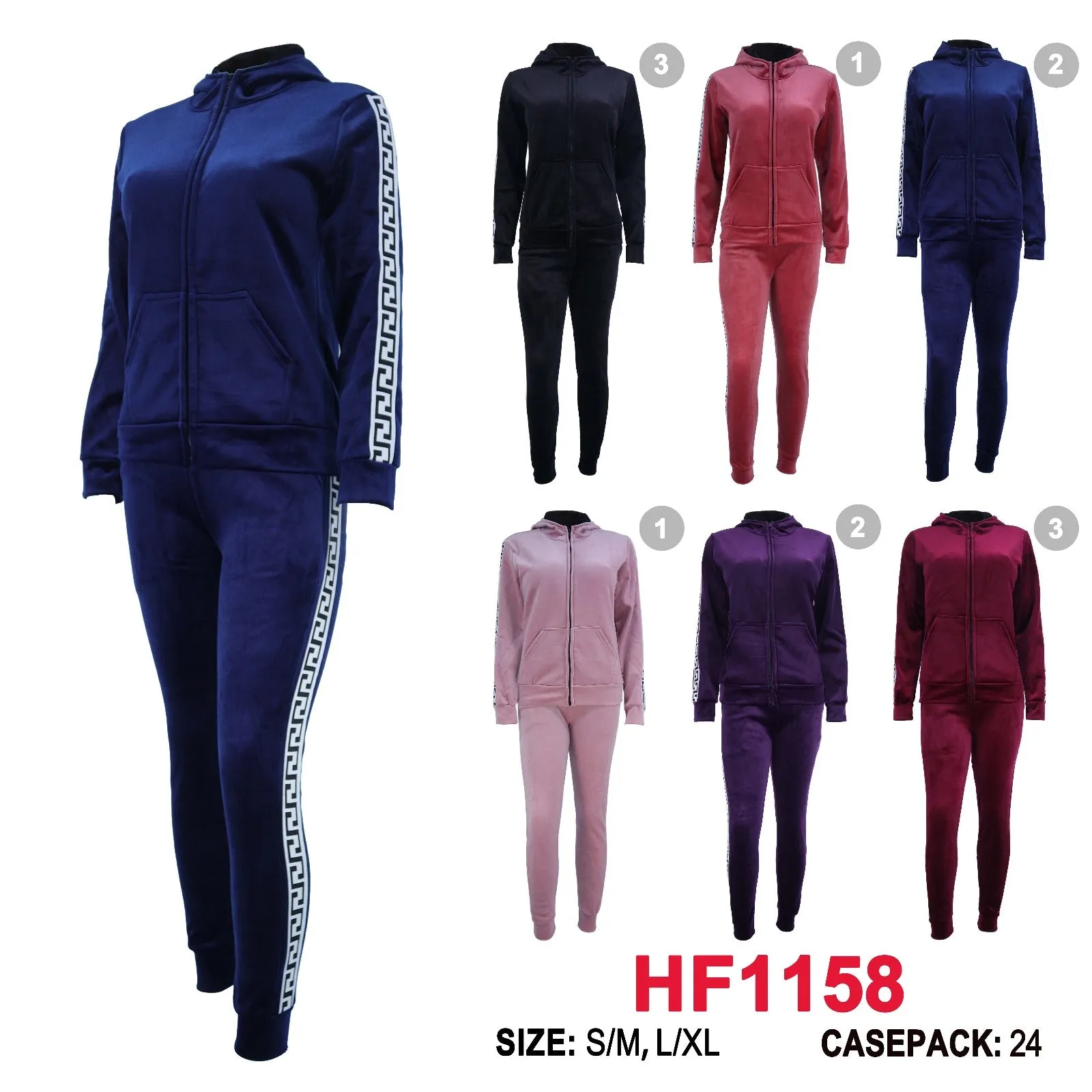 12 Sets Winter Lining Outfit Gym Legging Pants And Full Zip Jacket Top W/Hoodie Set HF1158