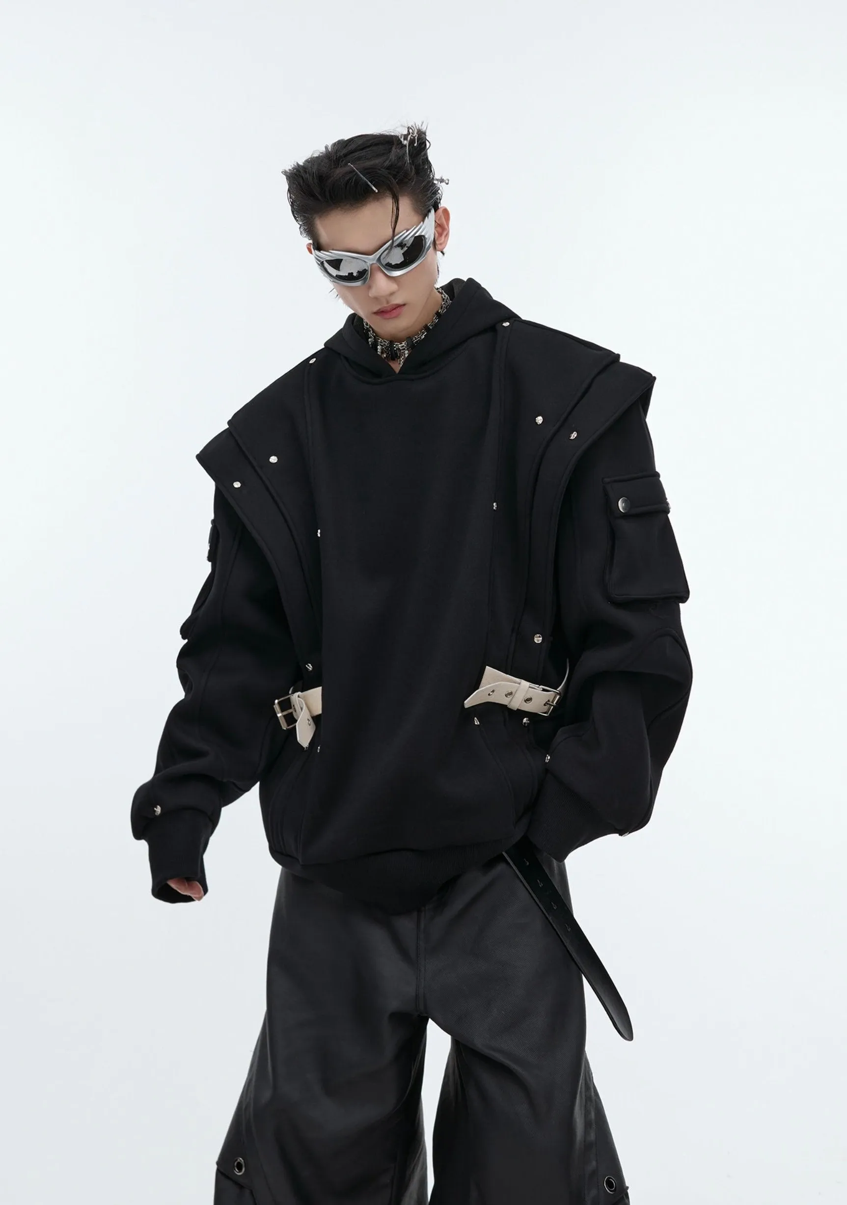 【24s Oct.】Metal Studded Cape Hoodie