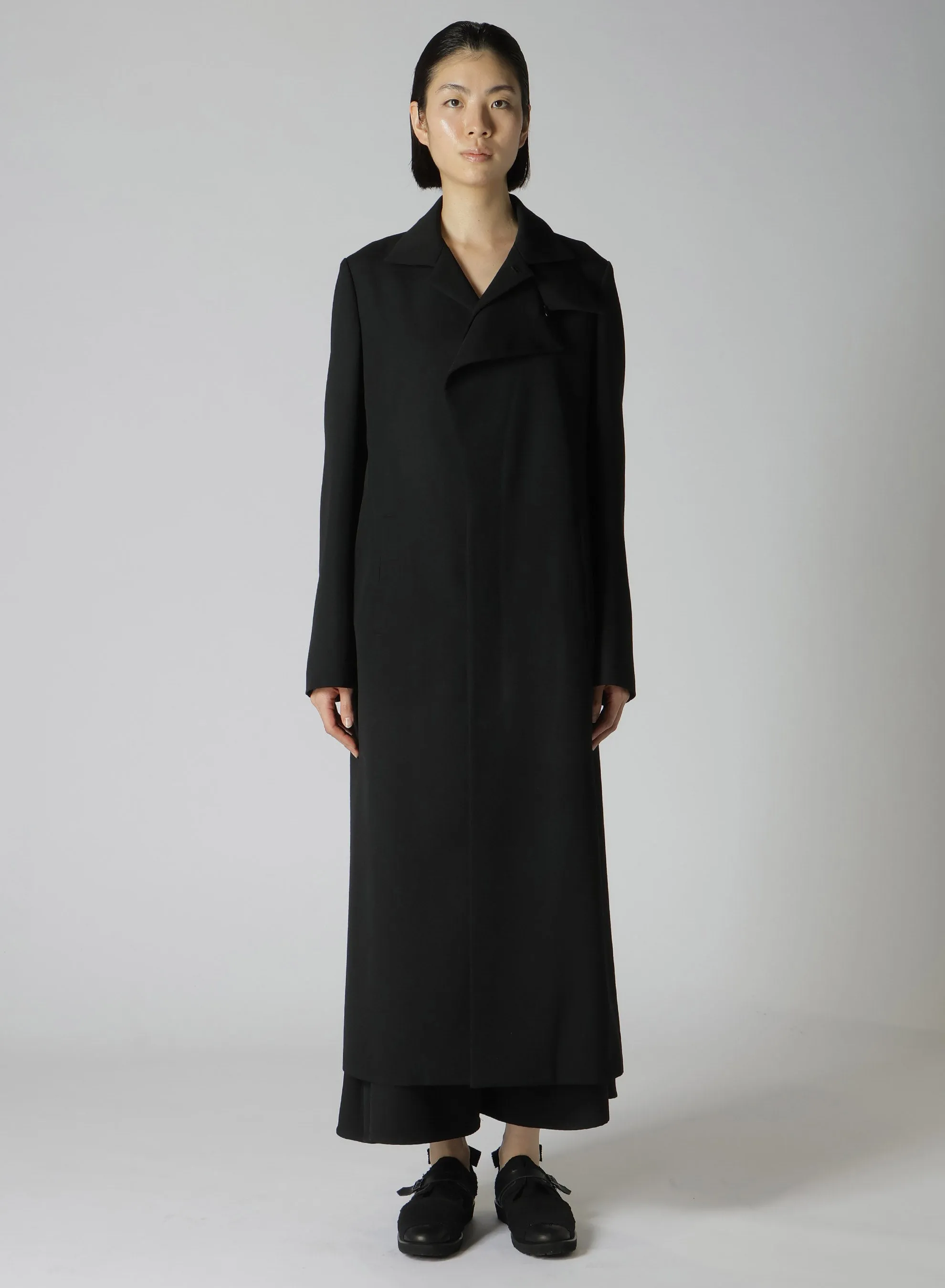 2/60 WOOL GABARDINE R DOUBLE LAYERED LONG COAT