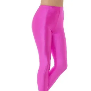 80s Disco Spandex Leggings Adult Neon Pink