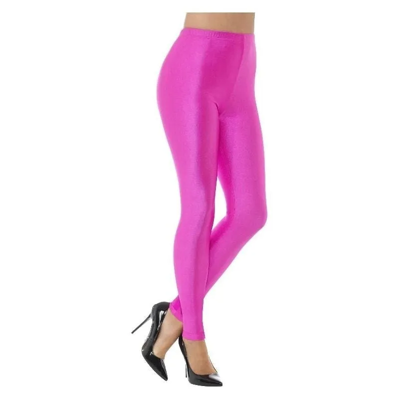 80s Disco Spandex Leggings Adult Neon Pink