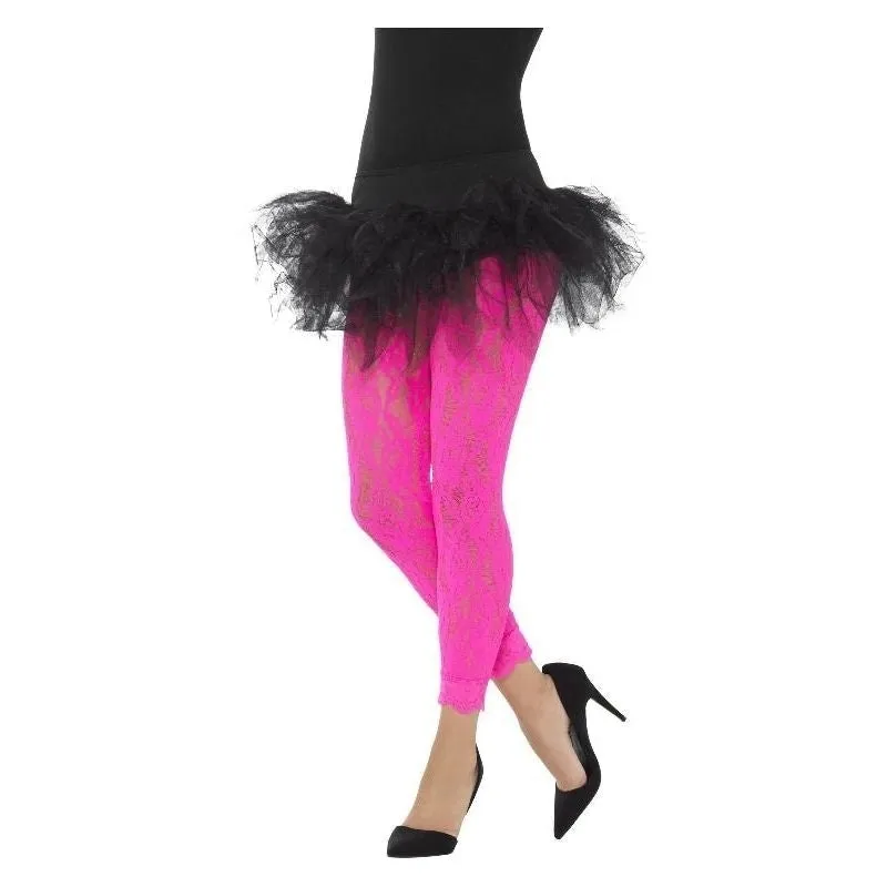 80s Lace Leggings Adult Neon Pink