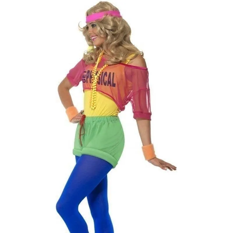 80s Lets Get Physical Girl Costume Adult Yellow Pink Green