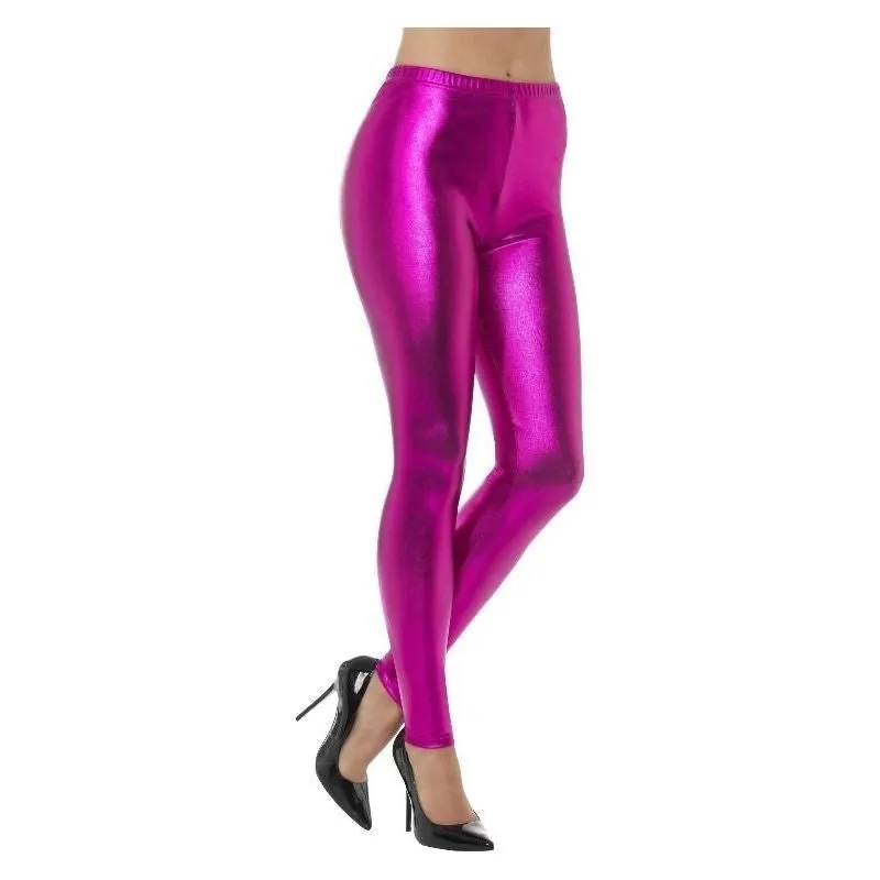 80s Metallic Disco Leggings Adult Pink