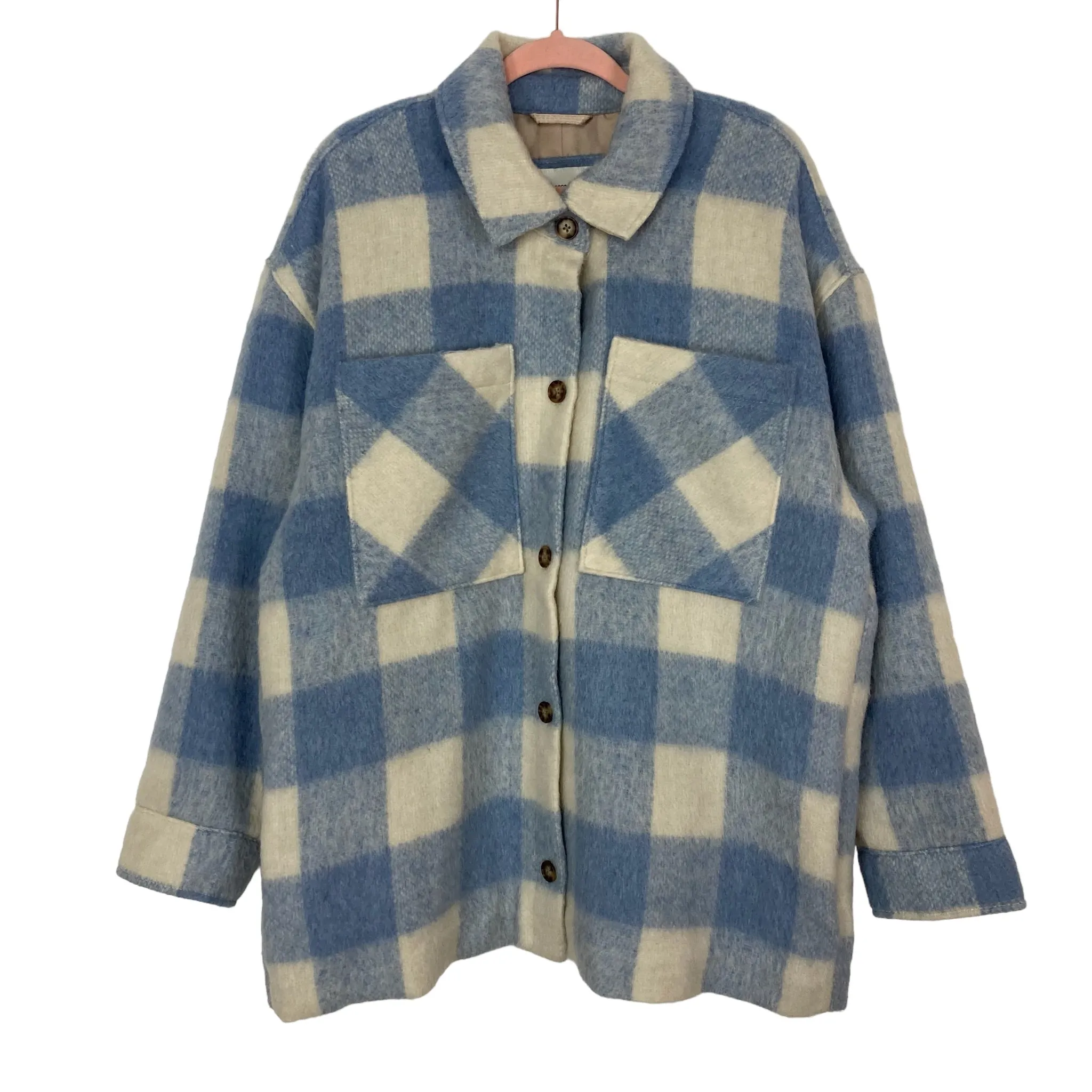 Abercrombie & Fitch Blue and White Check Shacket NWT- Size XL (sold out online, runs big)