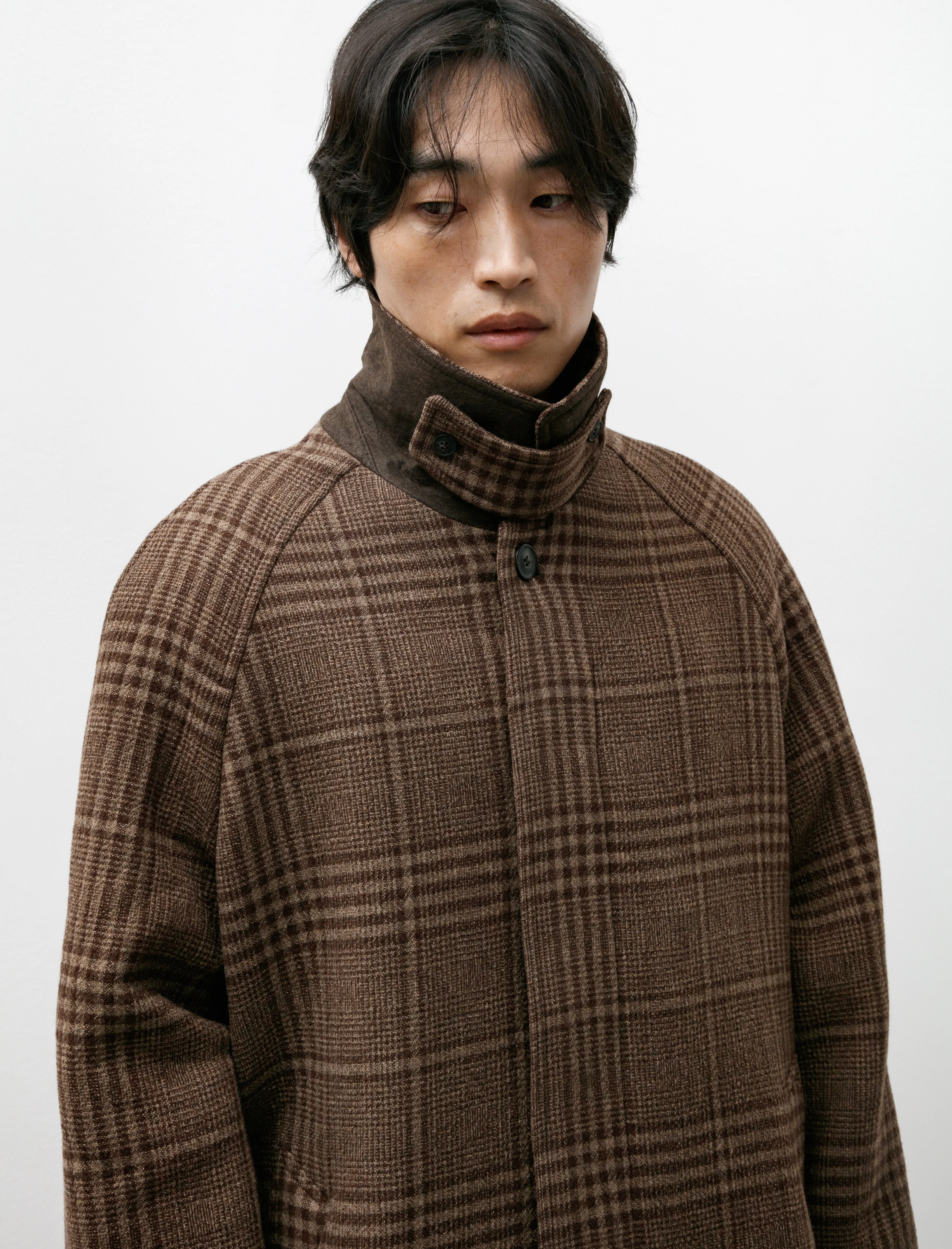 Accession Coat Brown Check Recycled Wool