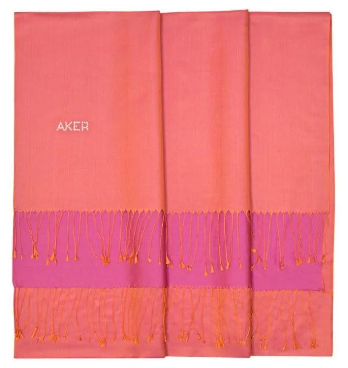 Aker Bi-Color Women Silk Scarf Shawl - Light Coral