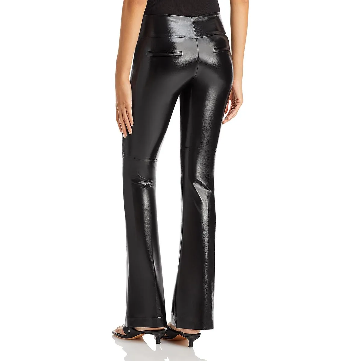 Alice and Olivia Womens Faux Leather Flare Flared Pants