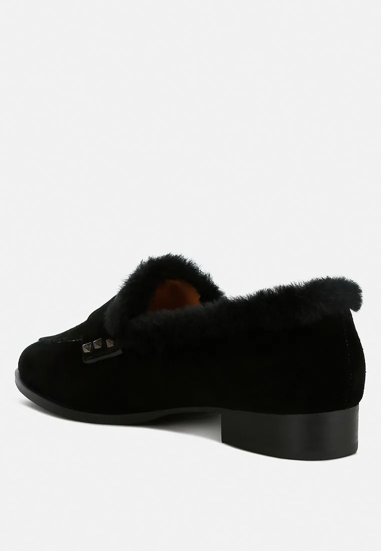 Allie Fur Trim Suede Loafers