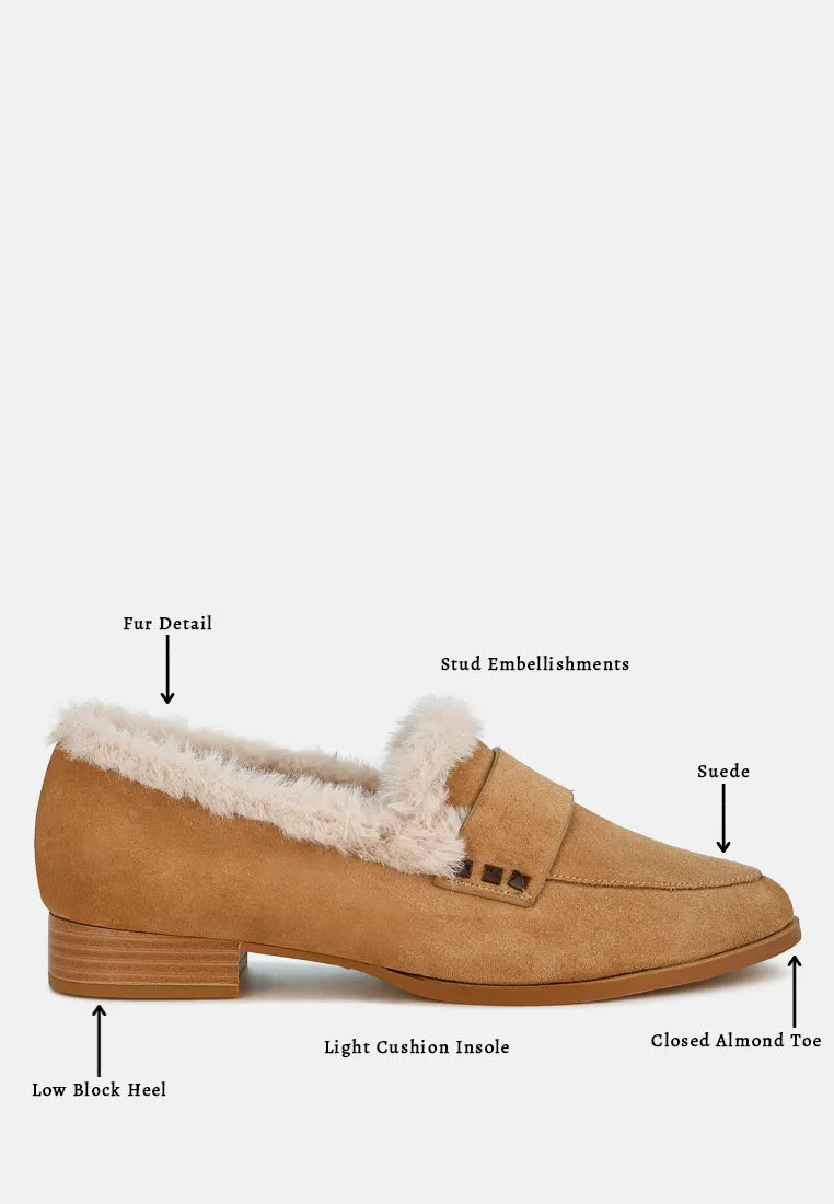 Allie Fur Trim Suede Loafers