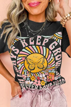 Always Keep Growing Butterfly Flower Graphic Tee: A Reminder to Bloom Like a Badass