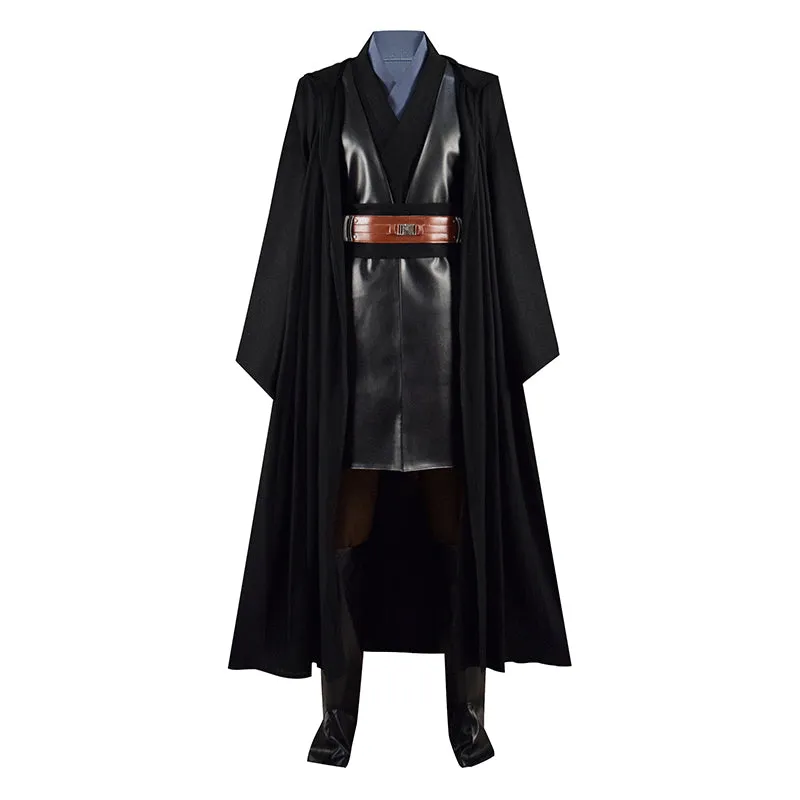 Anakin Skywalker Jedi Costume Star Wars Cosplay Black Cape Battle Suit