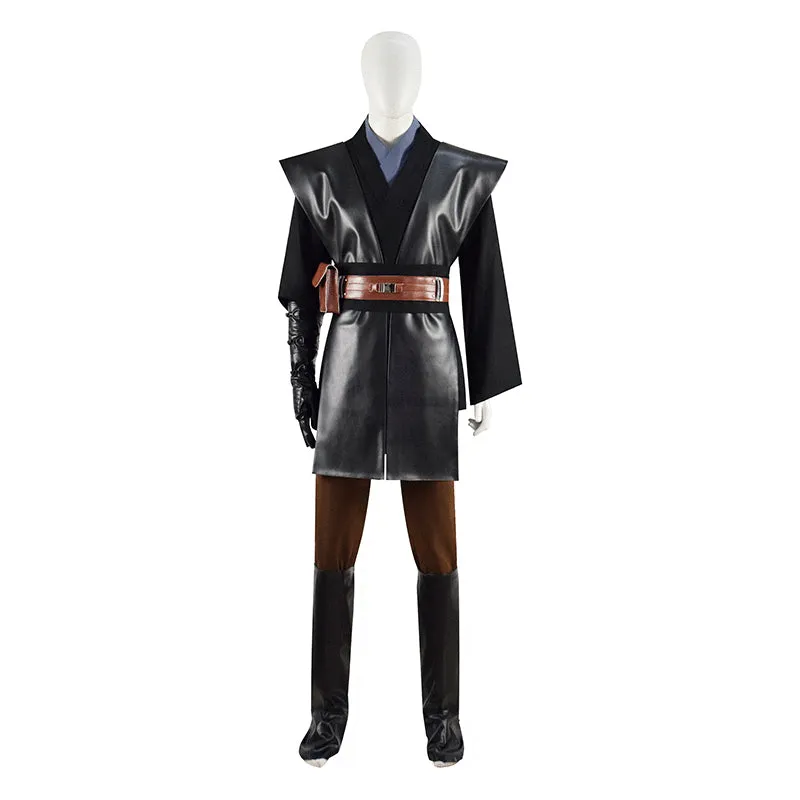 Anakin Skywalker Jedi Costume Star Wars Cosplay Black Cape Battle Suit