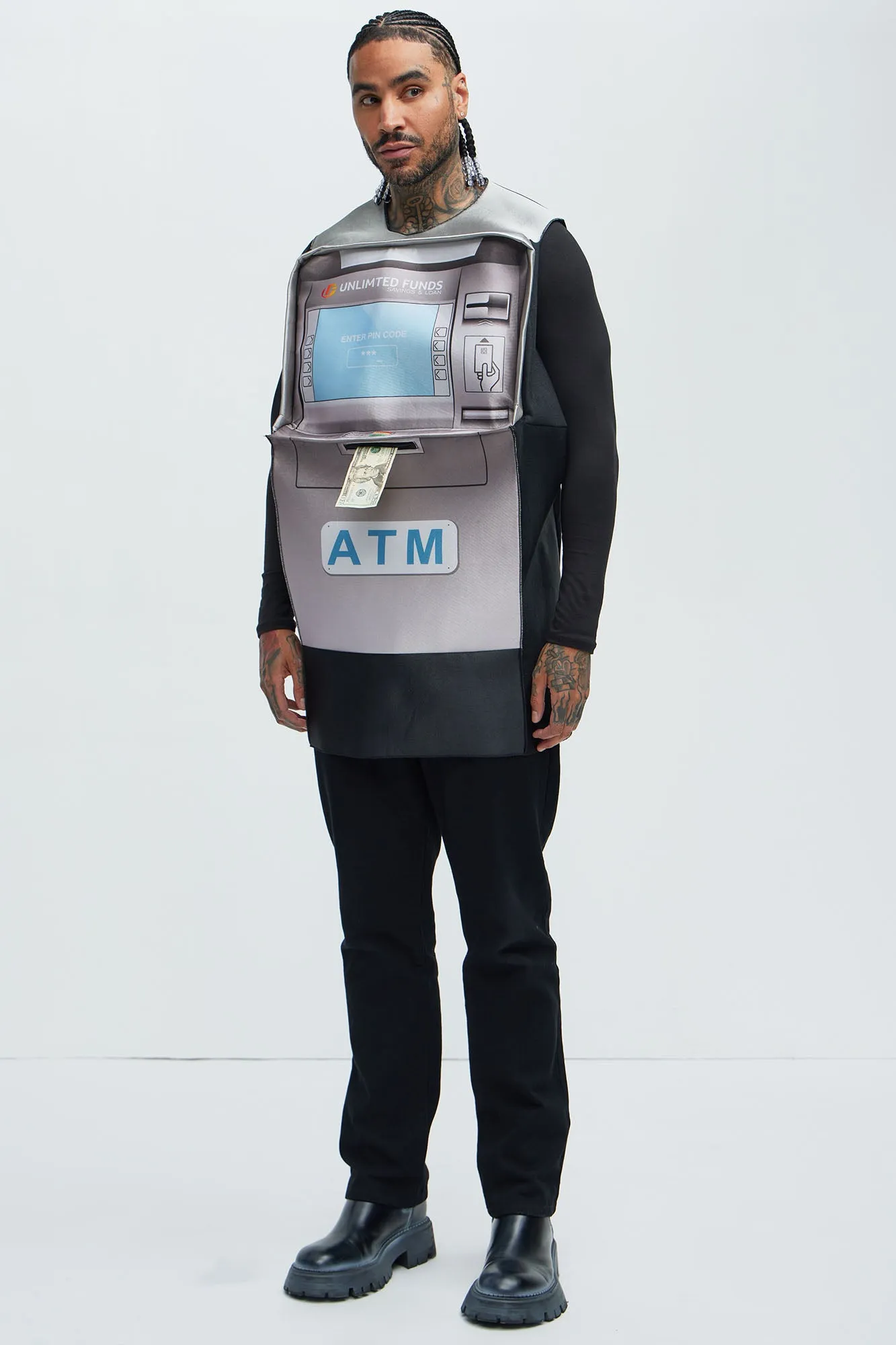 ATM Cash Machine 1 Piece Tunic Costume - Grey