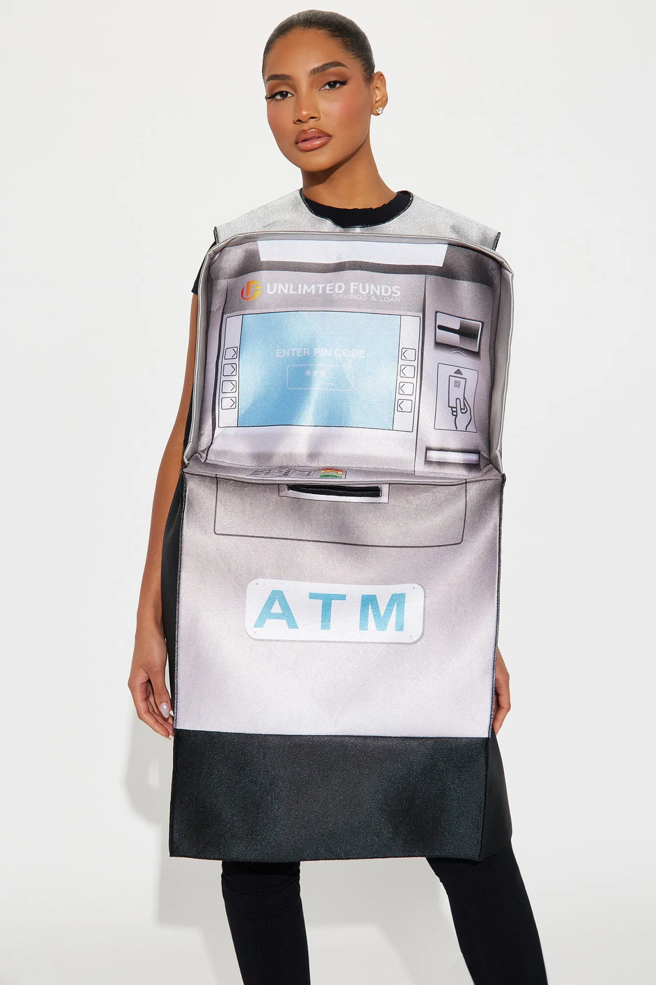 ATM Cash Machine 1 Piece Tunic Costume - Grey