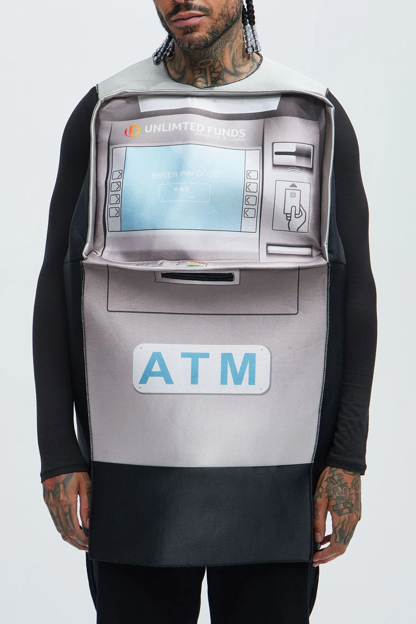 ATM Cash Machine 1 Piece Tunic Costume - Grey