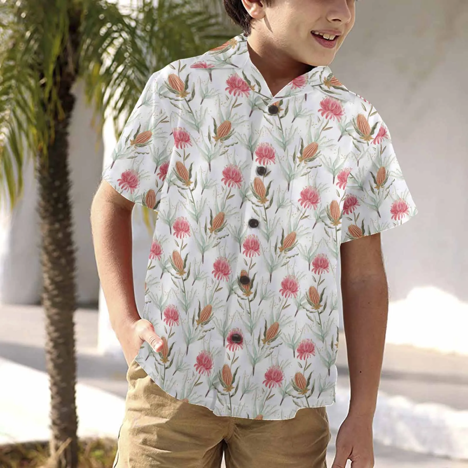 Australian Wattle 50  Little Boys Hawaiian Shirt