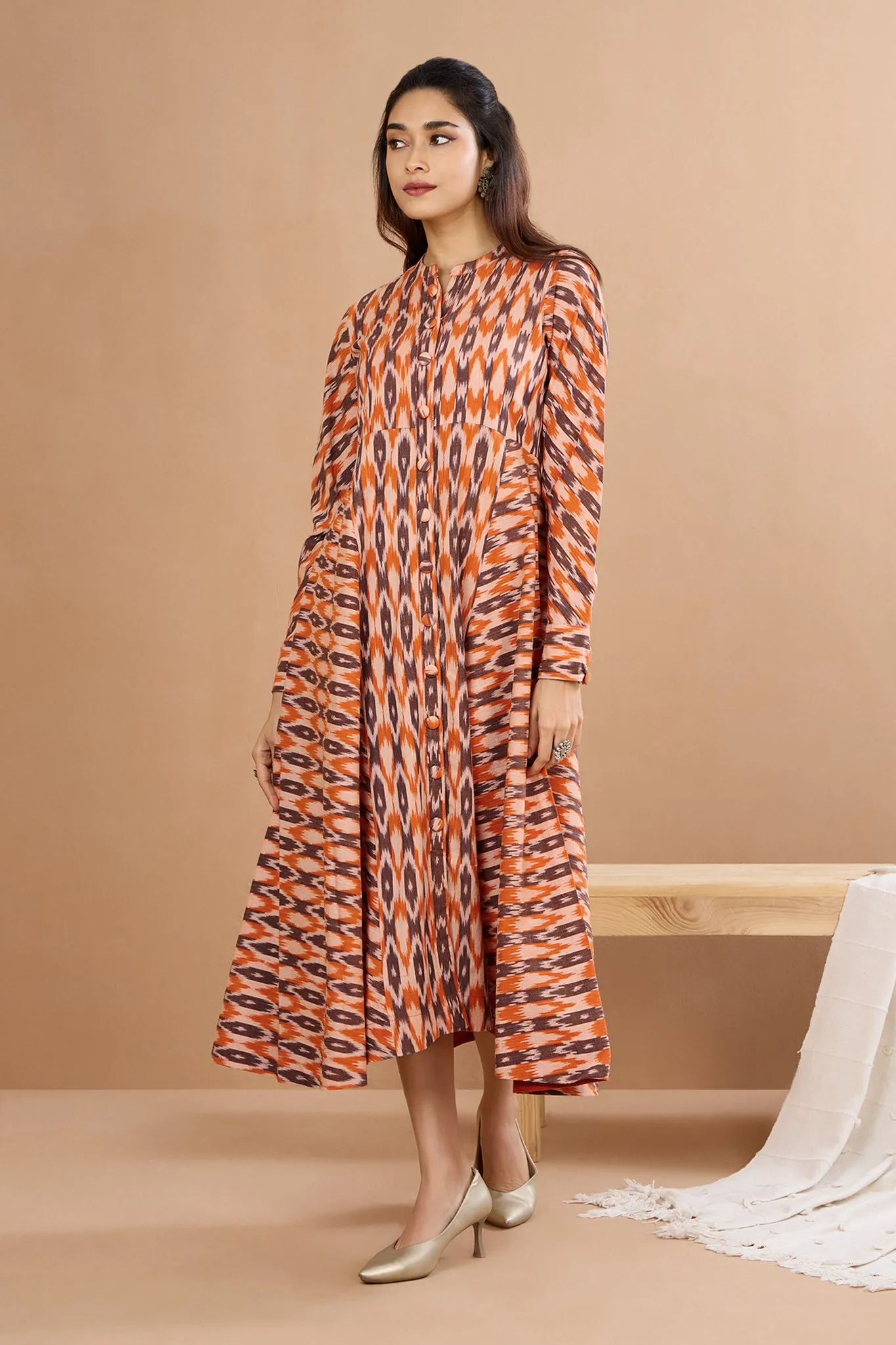 Autumn Ember Dance Flared Panel Midi Dress