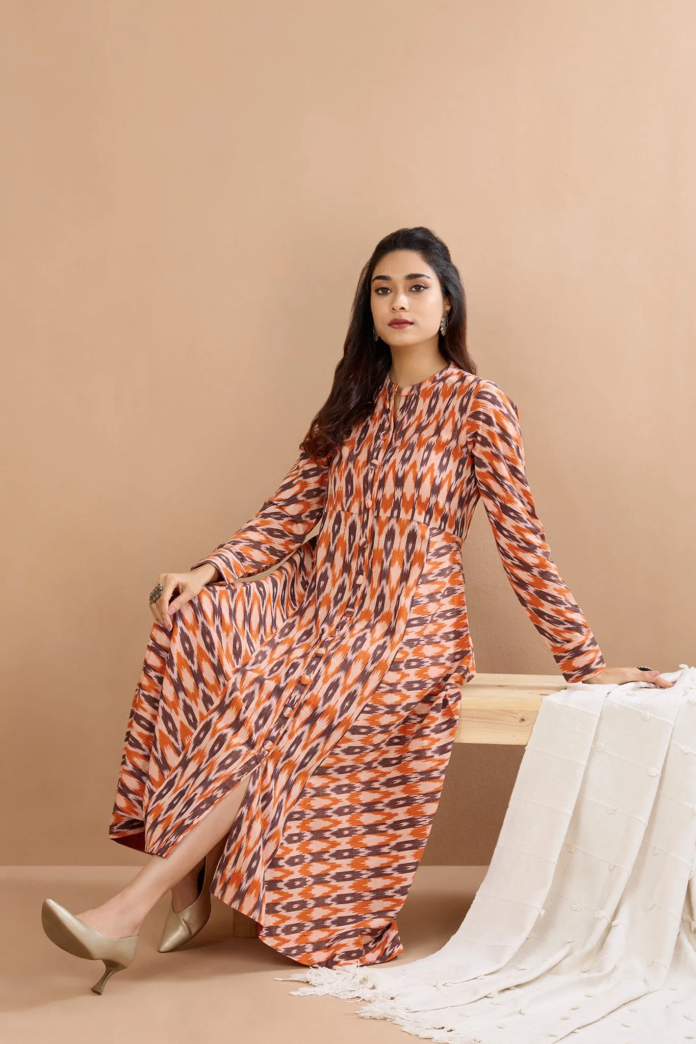 Autumn Ember Dance Flared Panel Midi Dress