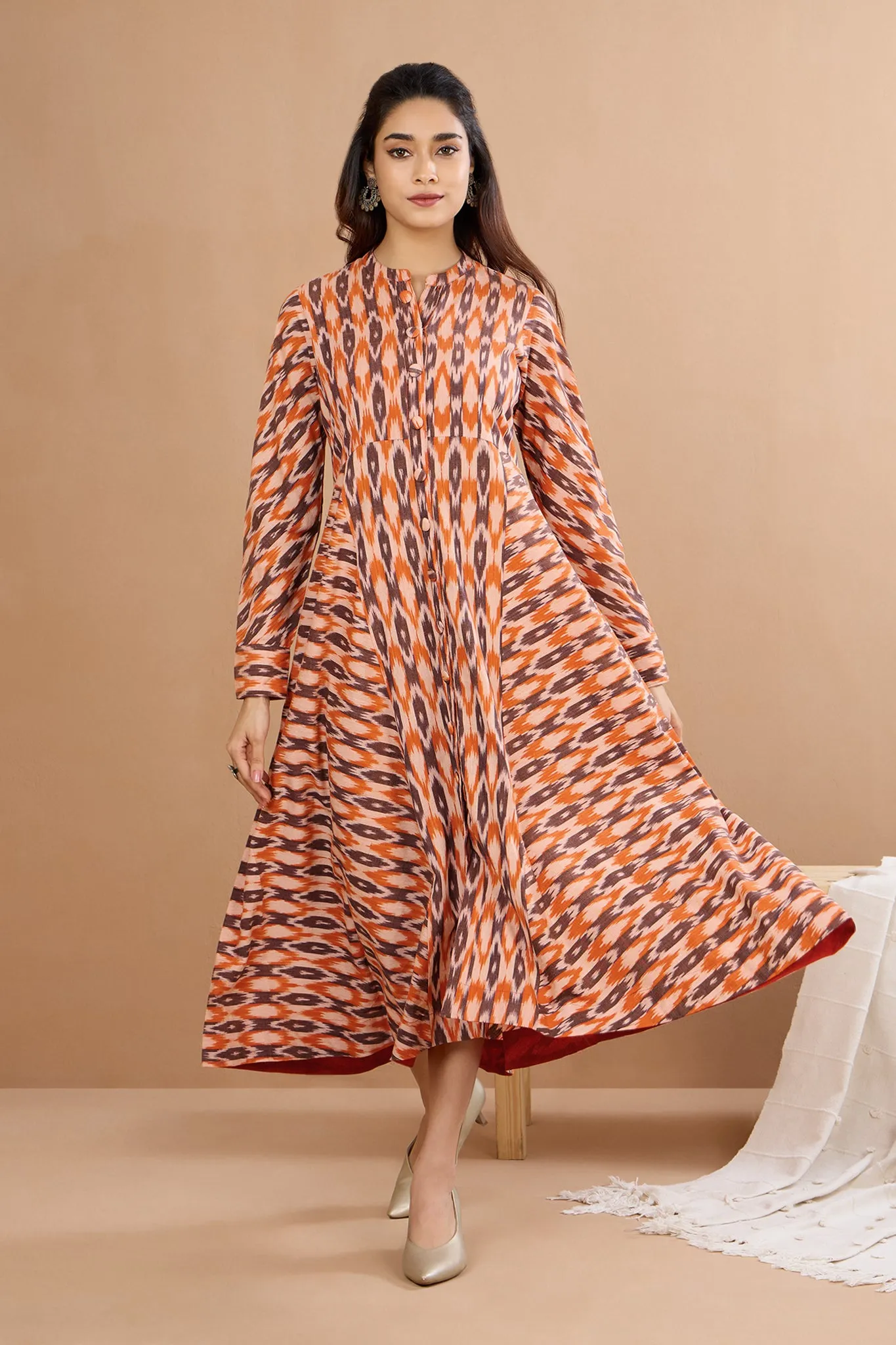 Autumn Ember Dance Flared Panel Midi Dress