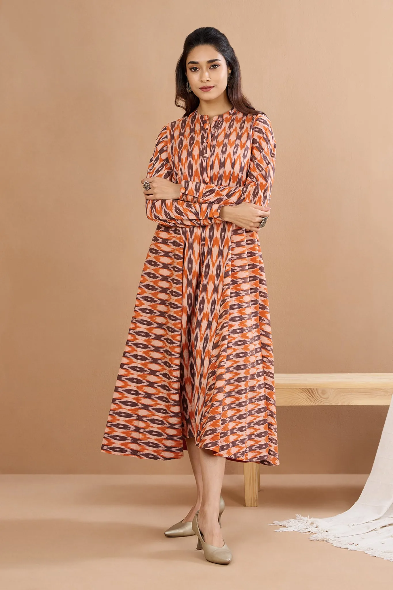 Autumn Ember Dance Flared Panel Midi Dress