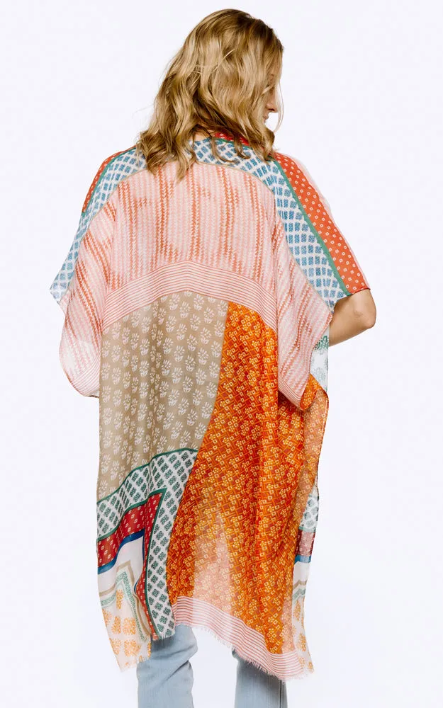 BAAP8041 Multi Pattern Cover Up Kimono