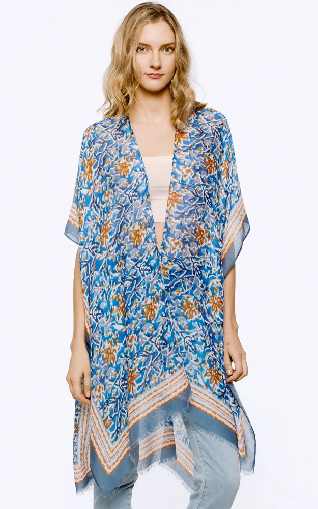 BAAP8042 Multi Floral Pattern Cover Up Kimono