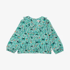 Baby girl floral green blouse