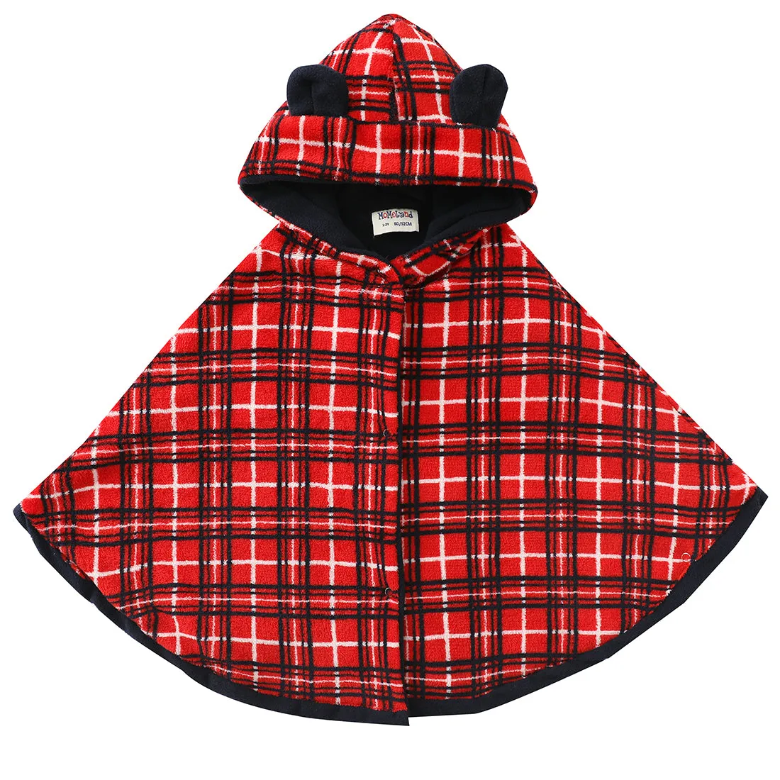 Baby Toddler Hooded Red/Navy All Print Checked Cloak Outfit/ 0-2Years