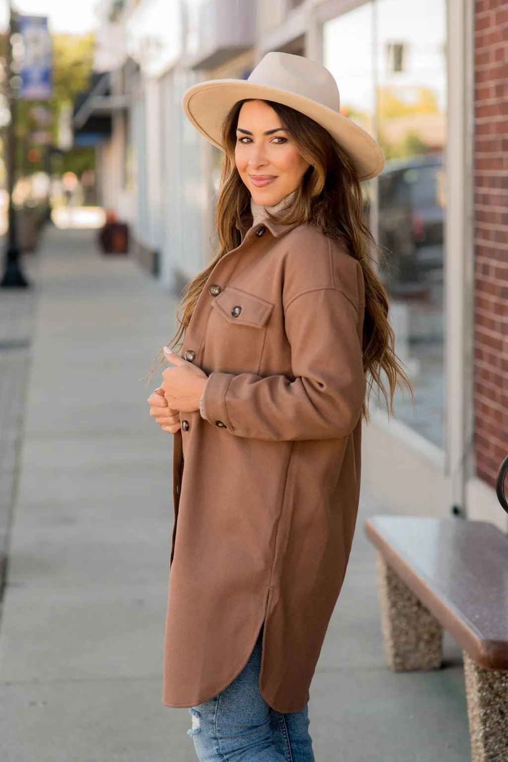 Basic Tunic Side Slit Shacket