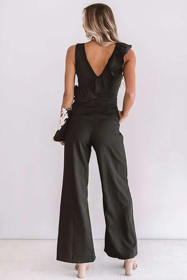 Better On The Red Carpet Ruffle Jumpsuit In Black