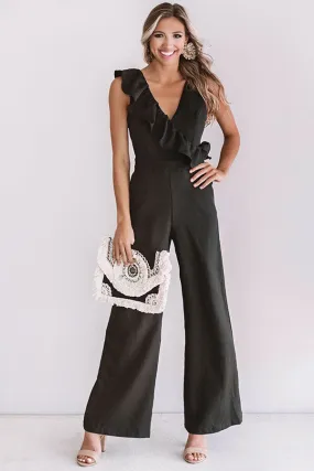 Better On The Red Carpet Ruffle Jumpsuit In Black