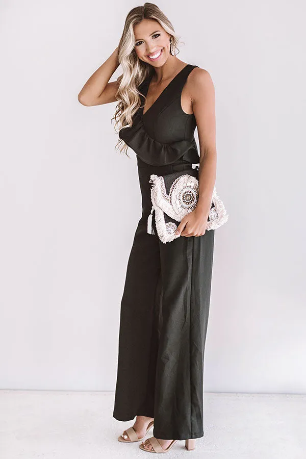 Better On The Red Carpet Ruffle Jumpsuit In Black