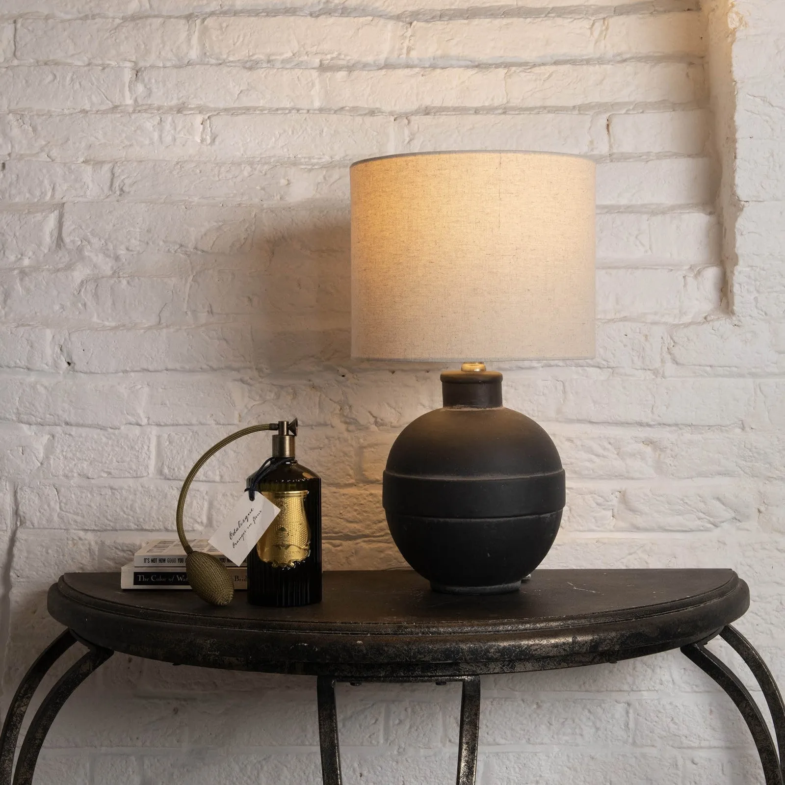 Black Ceramic Table Lamp with Shade 44cm