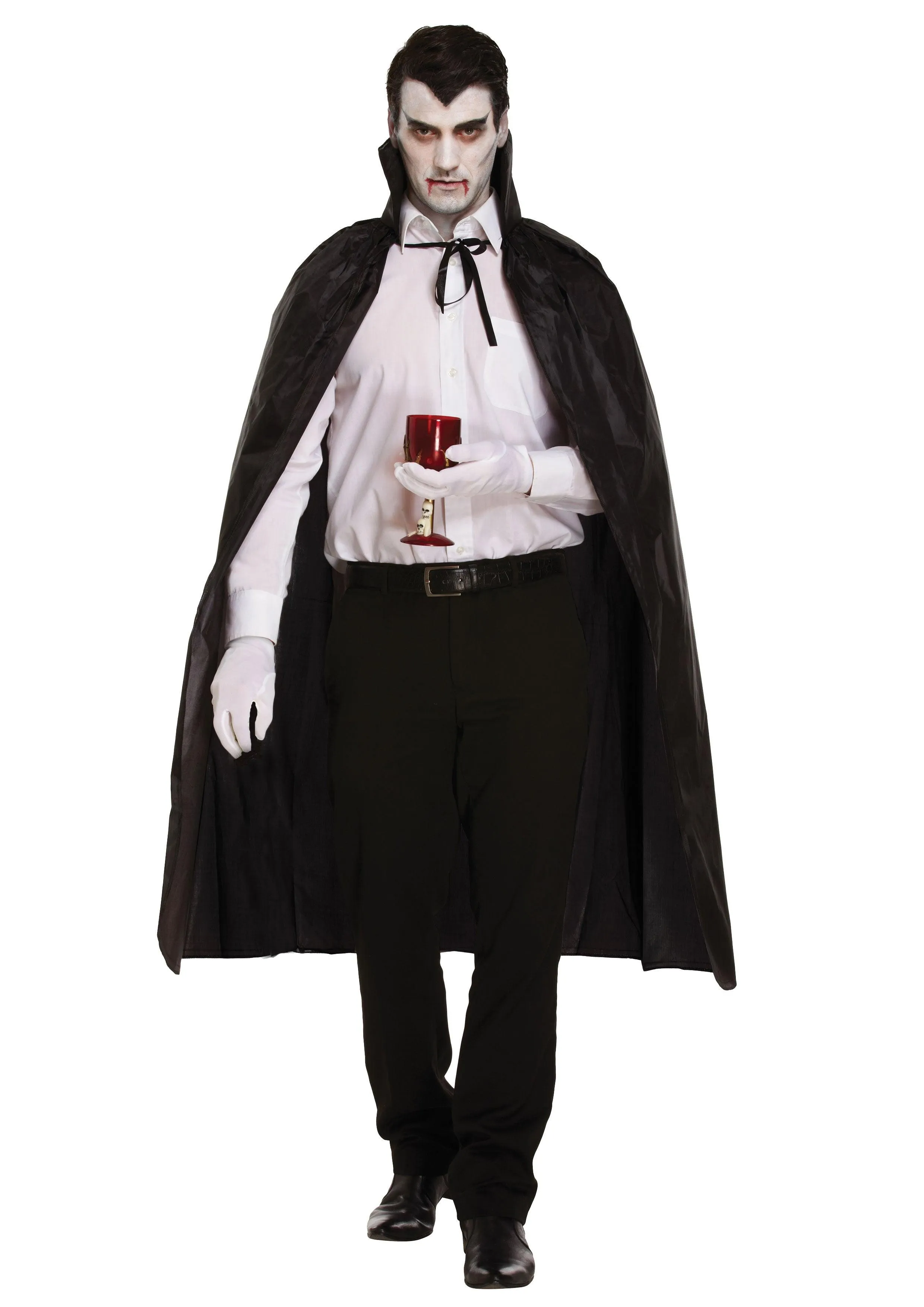 Black Dracula Cape with Collar Scream Ghost Killer Mask Fake Blood Tube Bloody Axe Prop Halloween Scary Dracula Costume