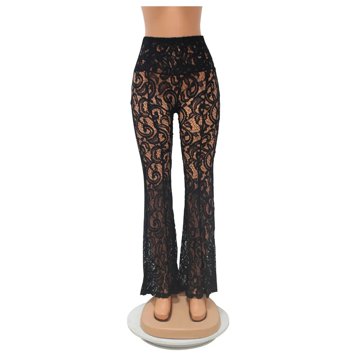 Black Lace Flare Pants