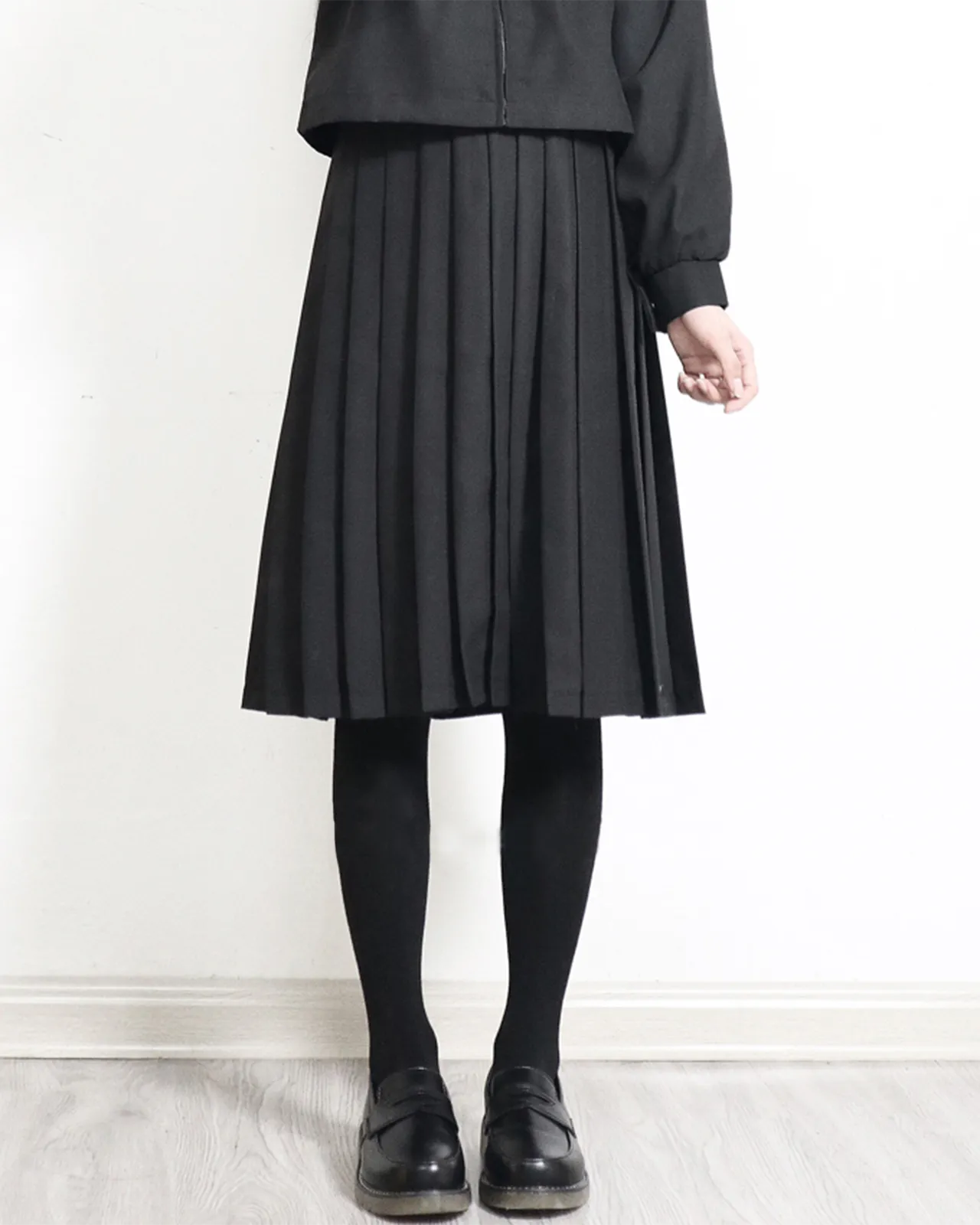 Black Midi School Skirt