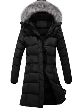 Black Puffer Parka Hooded Winter Jacket