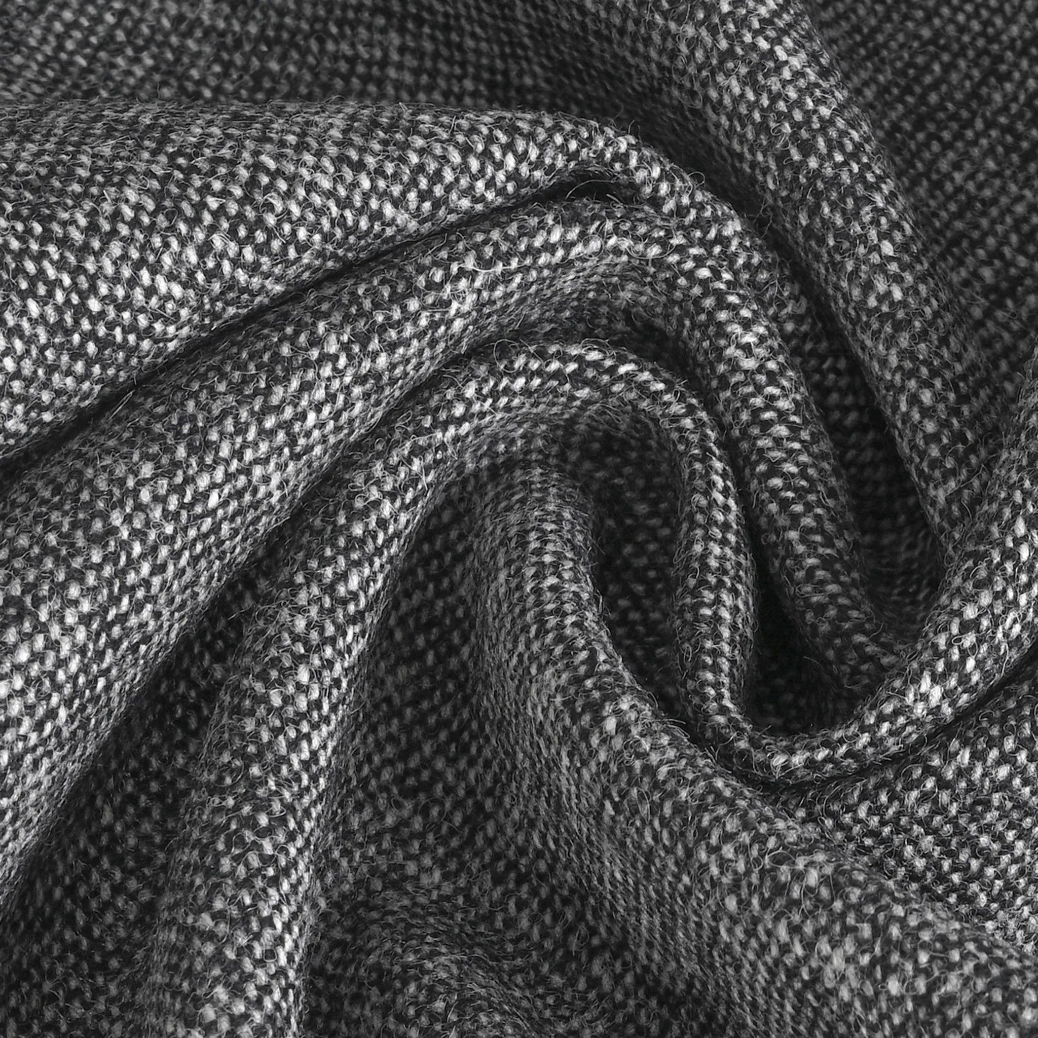 Black Tweed Woollen Fabric 97571