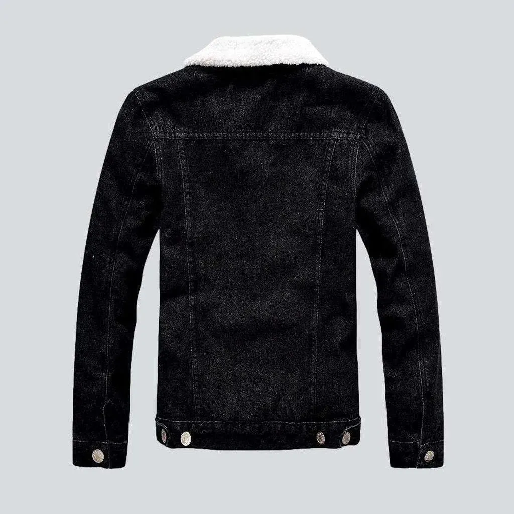 Black winter men's denim jacket