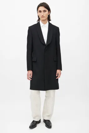 Black Wool Shawl Coat