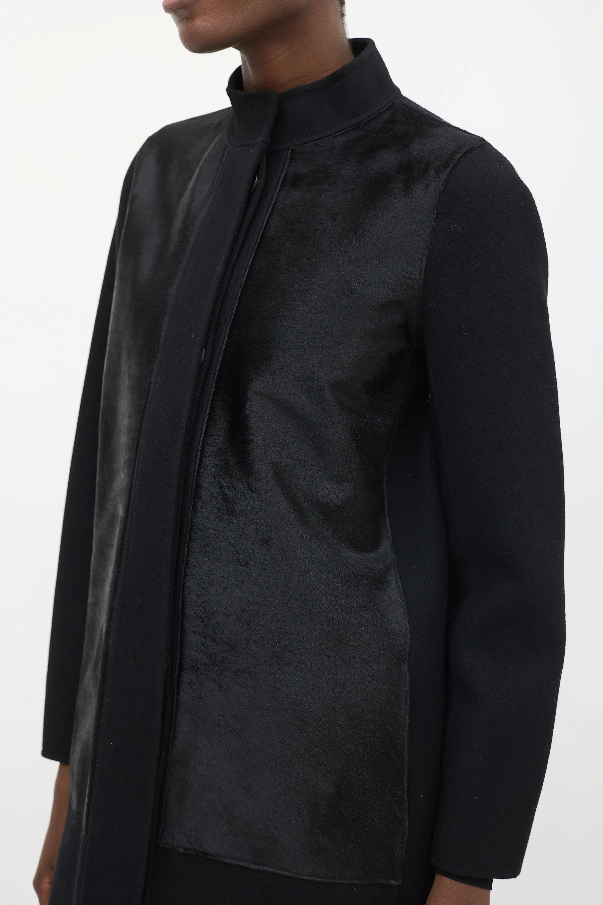 Black Wool Textured Coat