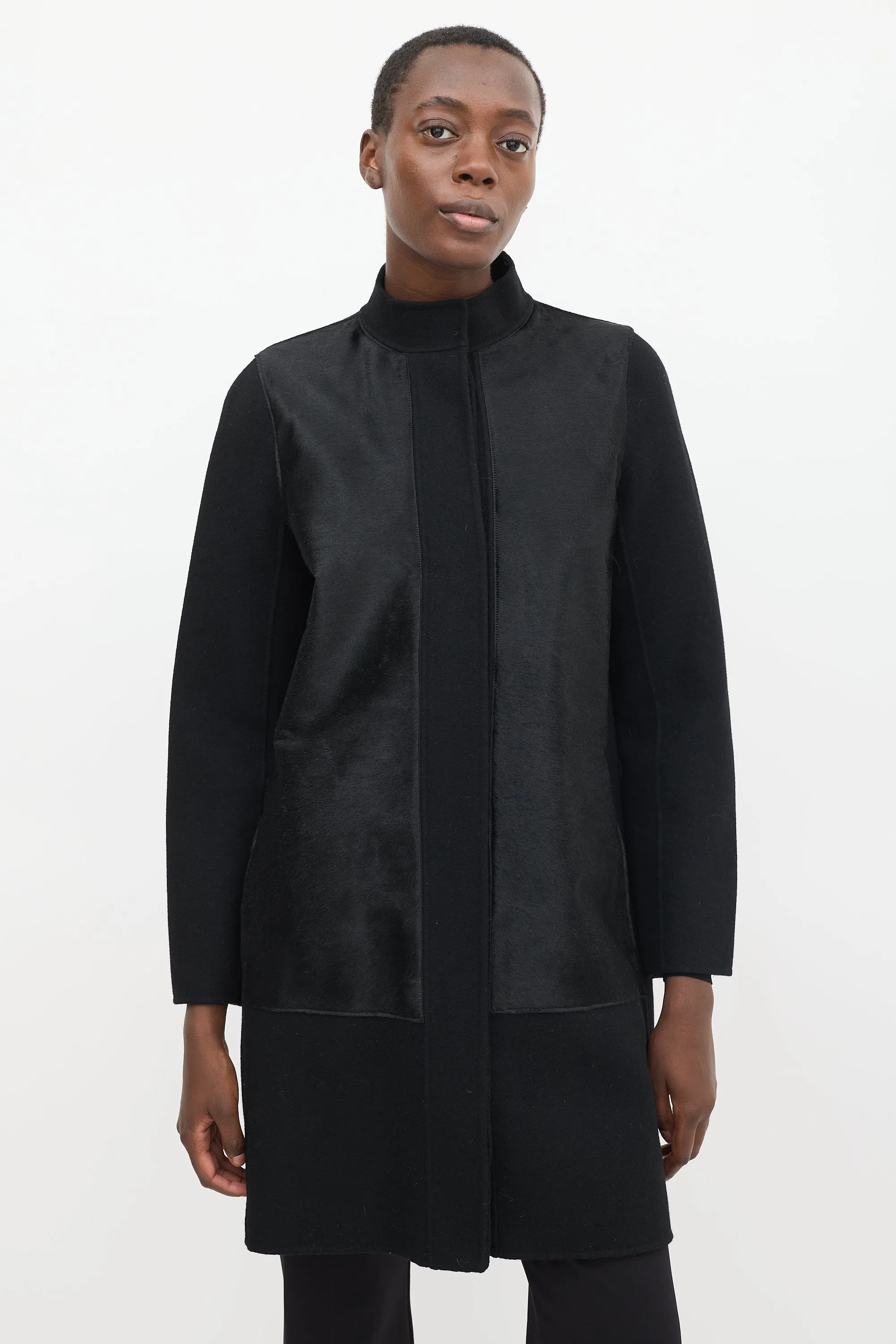 Black Wool Textured Coat